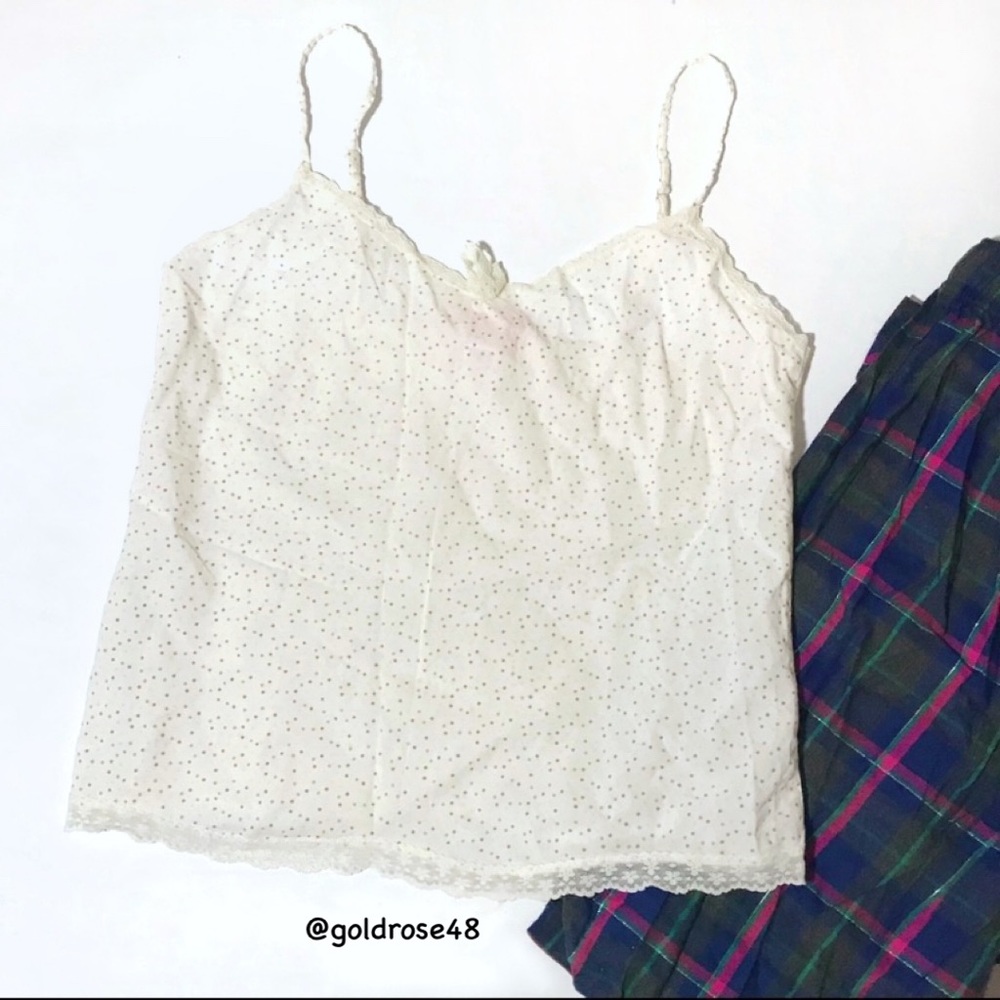 Victoria’s Secret off-white polka dot camisole top